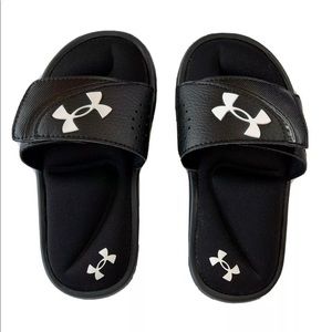 Toddler Kids Under Armour Ignite VI Black Sandals Slides Flip Flops Shoes